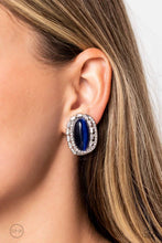 Load image into Gallery viewer, Paparazzi Shimmery Statement - Blue Clip-On Earrings
