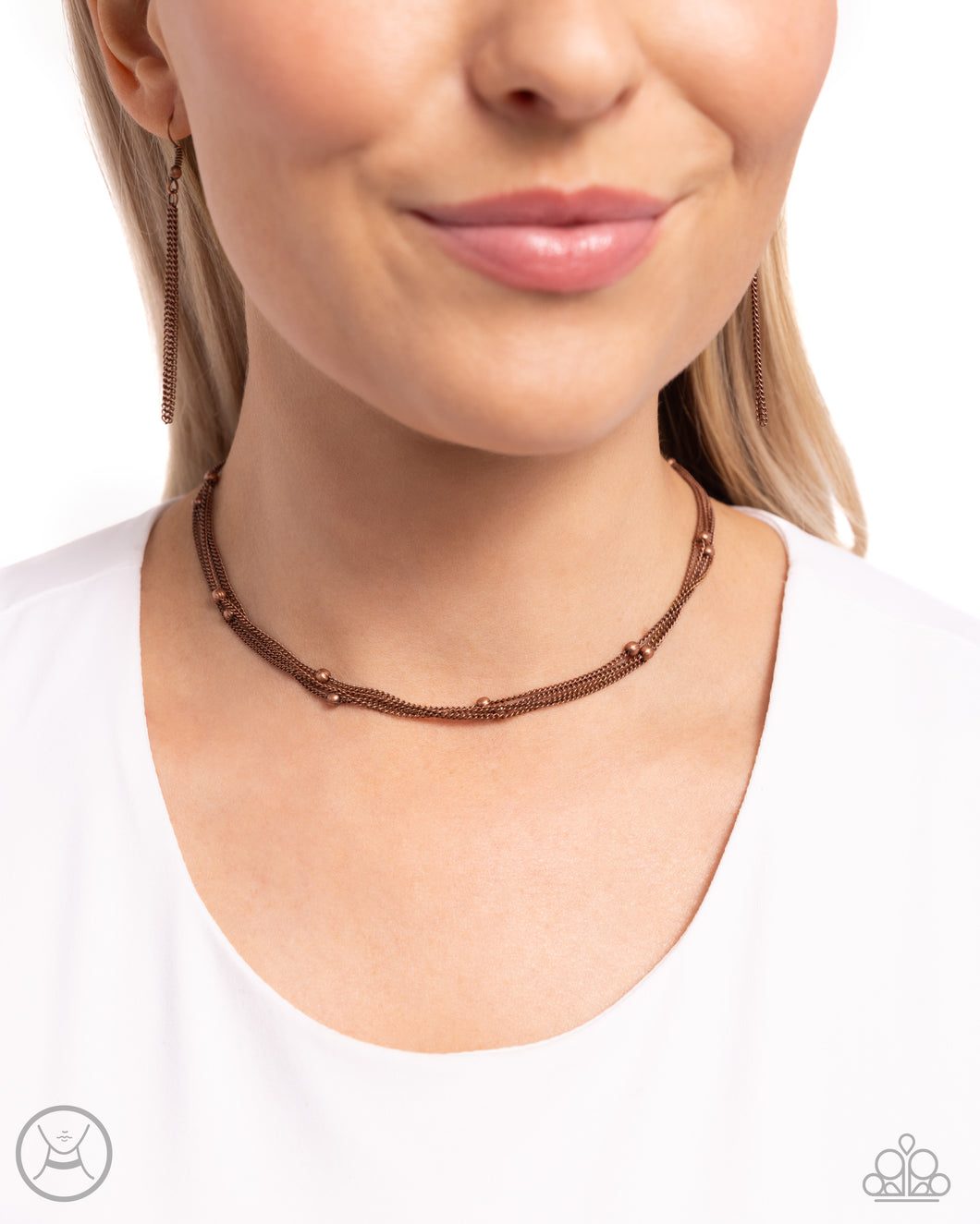 Paparazzi Satellite Strands - Copper Choker Necklace