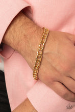 Load image into Gallery viewer, Paparazzi Game-Changing Couture - Gold Mens Bracelet
