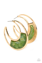 Load image into Gallery viewer, Contemporary Curves - Green/Gold Earrings
