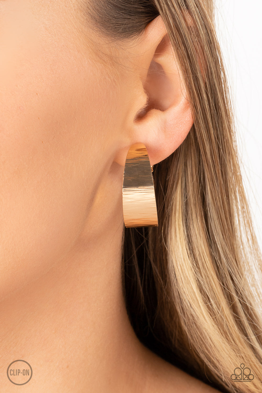 Versatile Velocity - Gold Clip-on Earrings